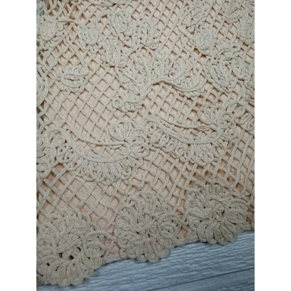 ZARA Kids Beige Crochet Lace Tank Top Size 8 Boho Cottagecore Sleeveless Overlay